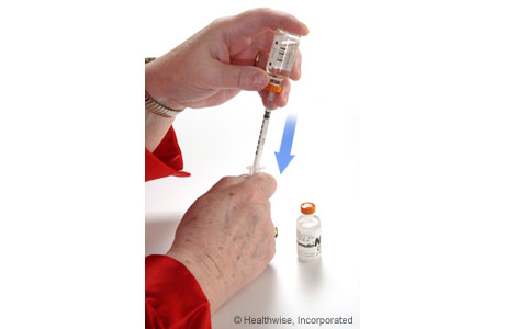 Drawing clear insulin into the syringe