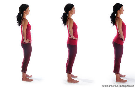 Picture of how to do the standing pelvic rock exercise