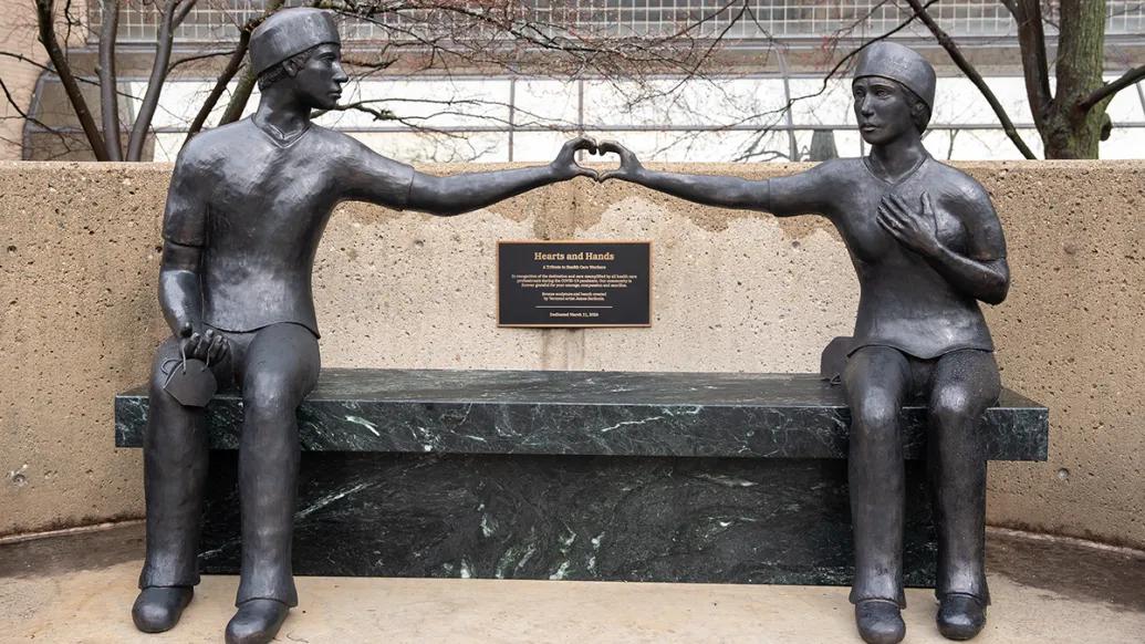 Hearts Hands Sculpture COVID tribute Sardonis