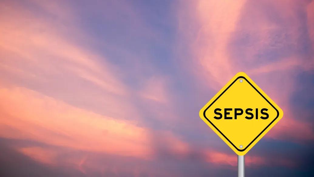 Road sign saying sepsis in front of a twilight sky