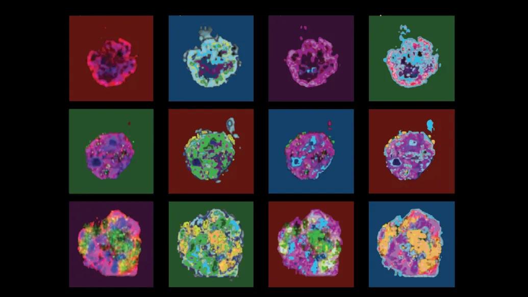 water color cells black background colorful