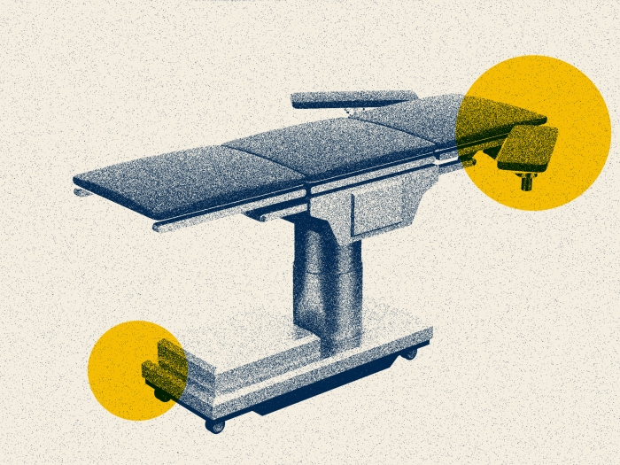 Illustration of a surgery table
