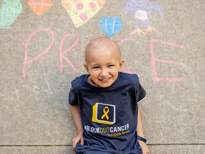 Patient wearing block out cancer t-shirt