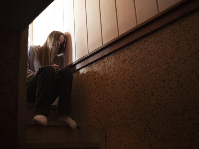 Young girl on stairs