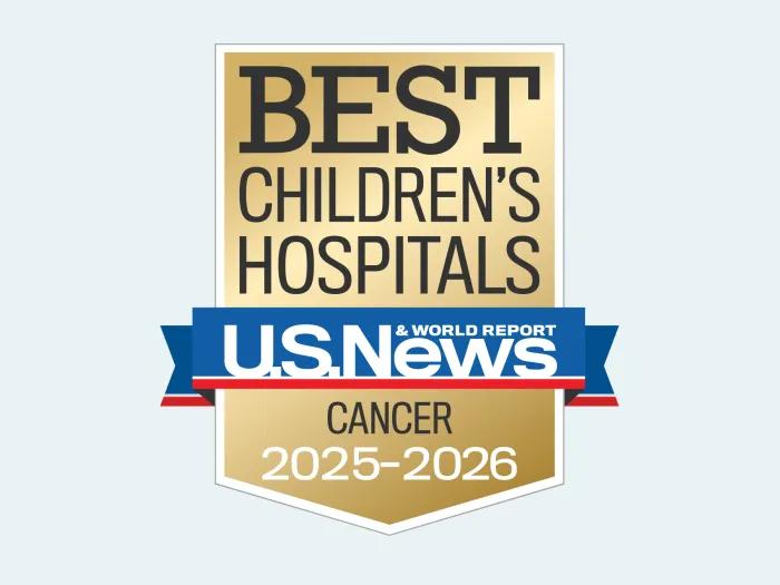 Badge with text: Best Children's Hospitals - U.S. News & World Report - Cancer 2025-2026