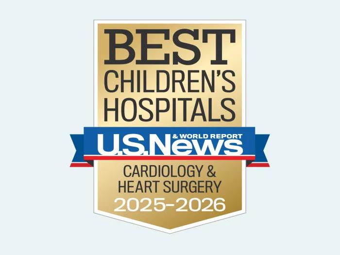 Badge with text: Best Children's Hospitals - U.S. News & World Report - Pediatric Cardiology & Heart Surgery 2025-2026