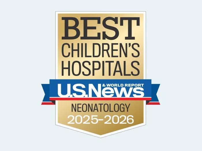 Badge with text: Best Children's Hospitals - U.S. News & World Report - Neonatology 2025-2026