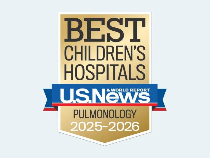 Badge with text: Best Children's Hospitals - U.S. News & World Report - Pediatric Pulmonology 2025-2026