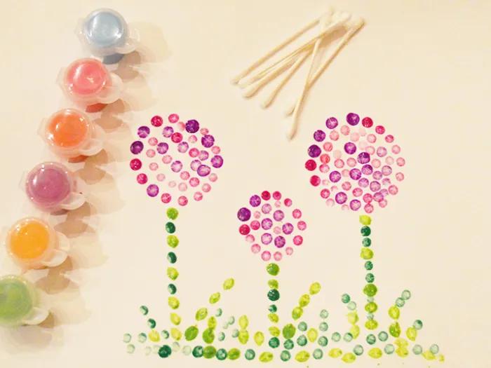 Cotton Swab Pointillism Painting for Kids