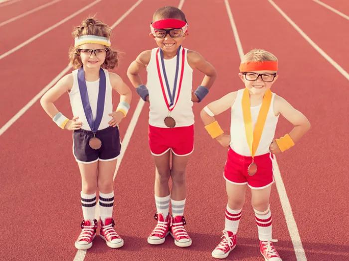 Children wearing Olympic gear