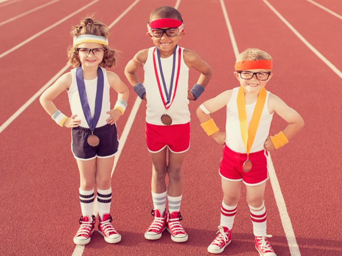 Children wearing Olympic gear