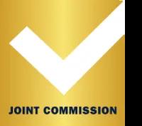 Gold box with a white checkmark with Joint Commission under the checkmark