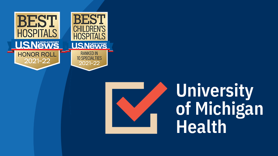 U.S. News & World Report 2020-21 Honor Roll Badge and check mark in box next to Michigan Medicine text