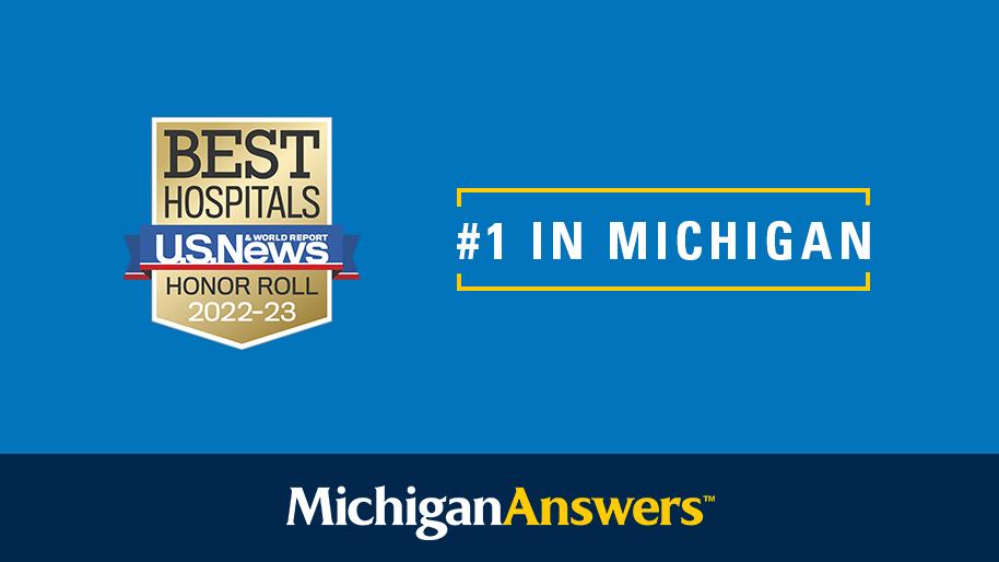 USNWR Best Hospitals Honor Roll Badge 2022-23; Number 1 in Michigan