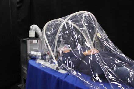 Portable negative pressure tent developed at Michigan Medicine.