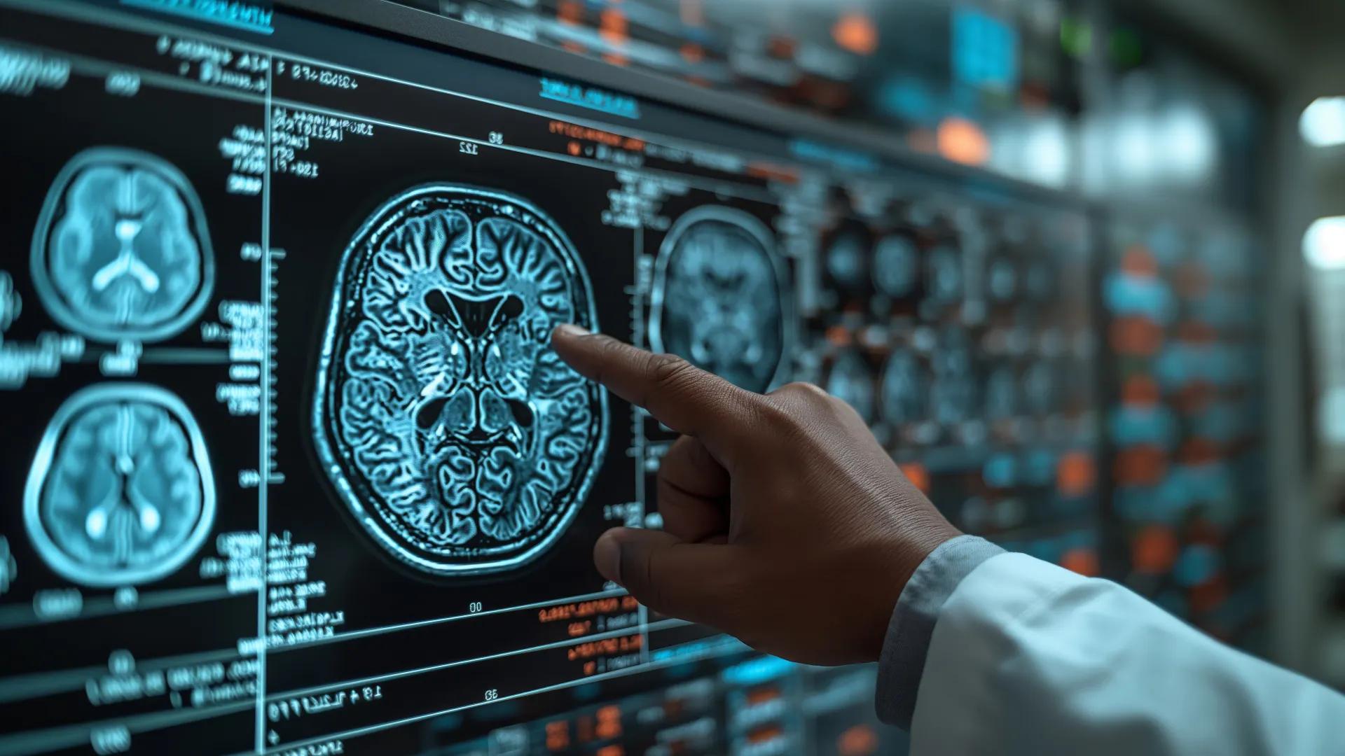 doctor pointing to a brain scan