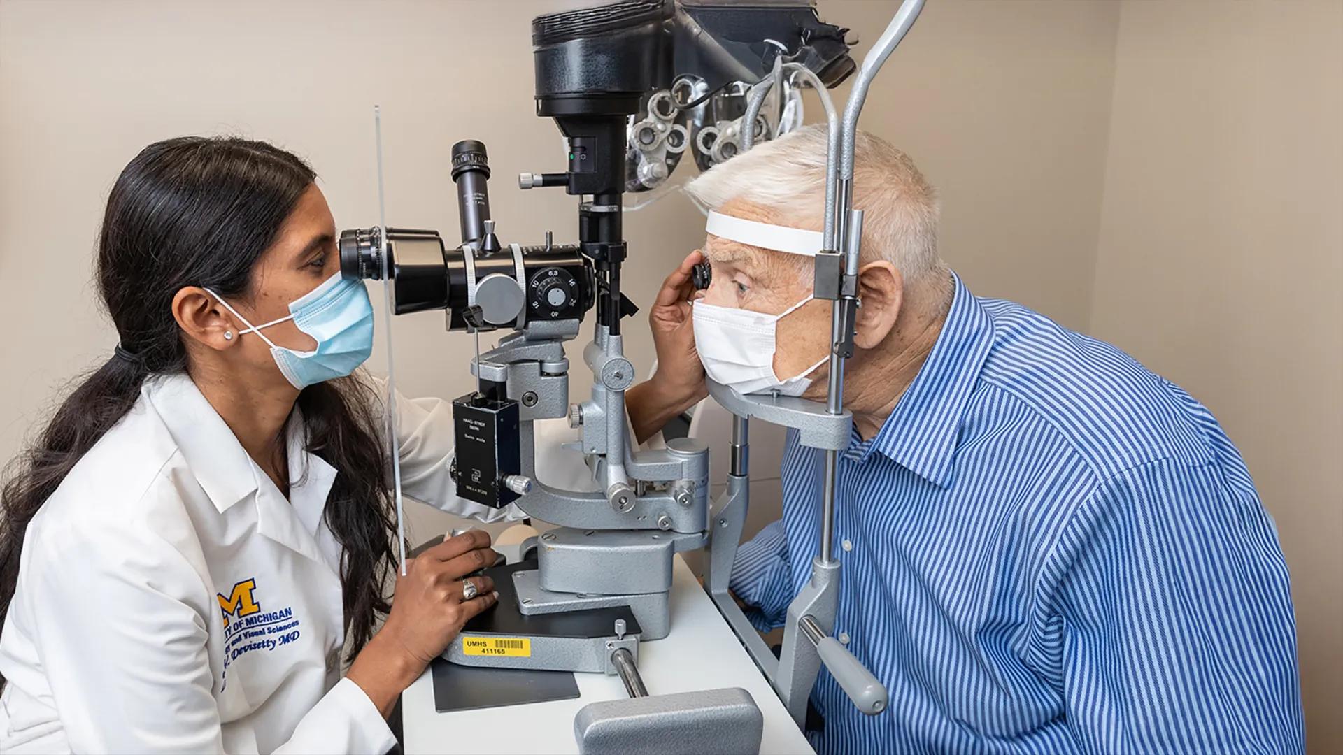 Doctor examining a patient's eyes