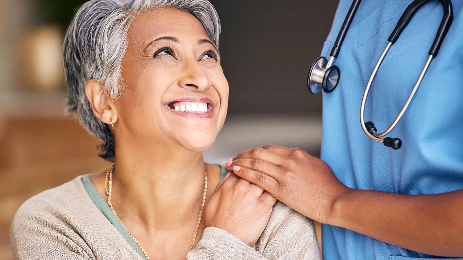 Mature woman with nurse
