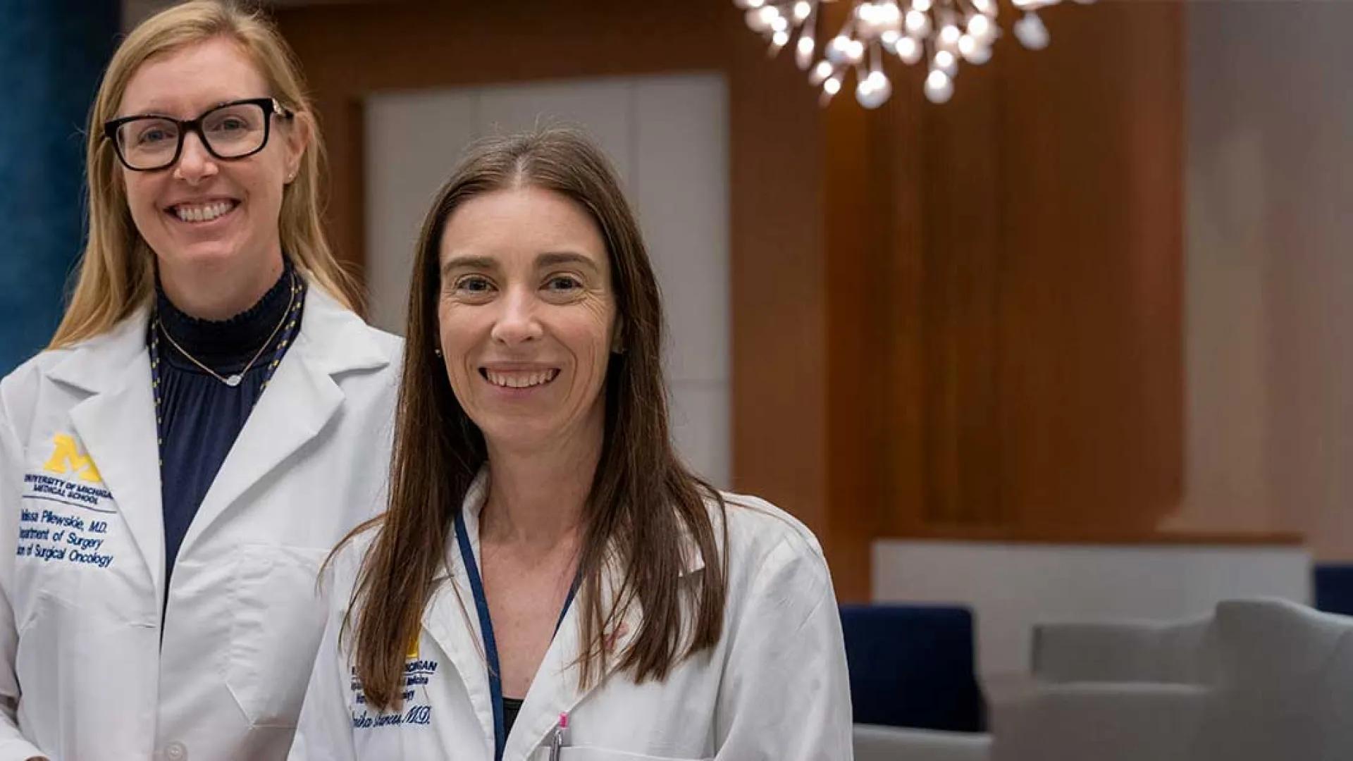 Drs. Melissa Pilewski and Monika Burness are co-directors of the Weiser Family Center for Breast Cancer