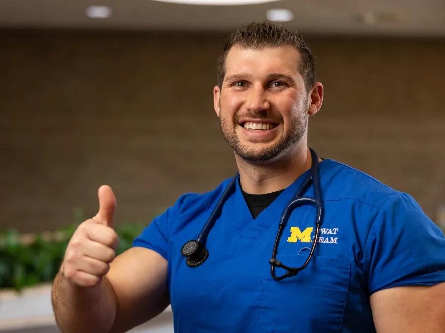 Nick Wohlfarth giving the thumbs up