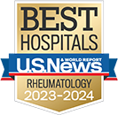 USNWR Best Hospitals badge for Rheumatology 2023-24