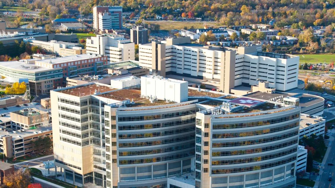 An aerial shot of the Mott campus