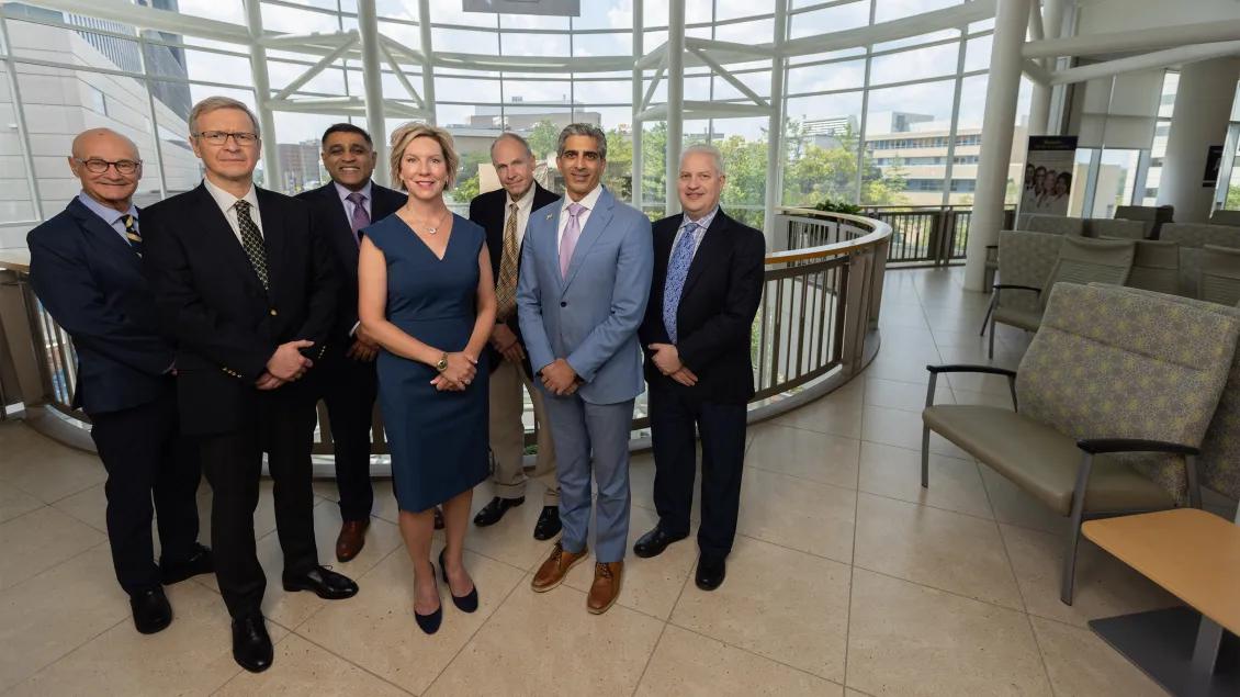 Frankel Cardiovascular Center directors standing in the CVC atrium