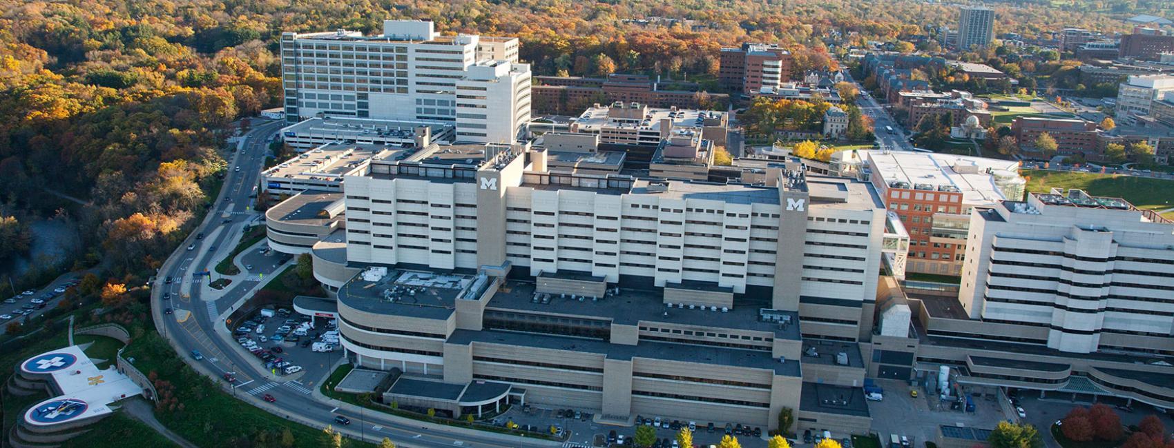 The University of Michigan medical campus, aerial view. 