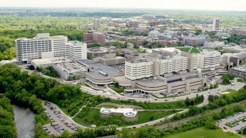 Aerial image of the University of Michigan Health System, Ann Arbor campus