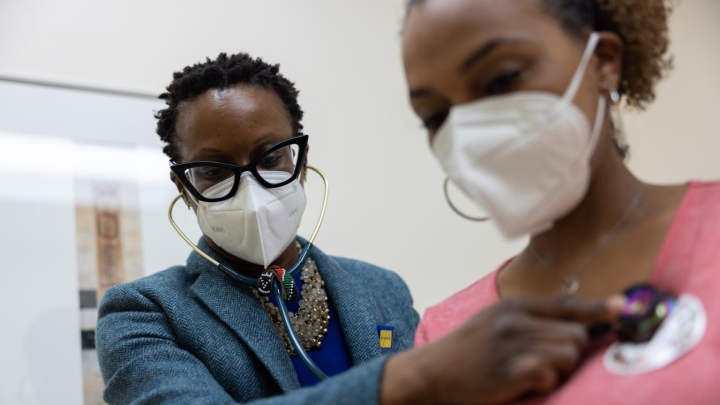 Doctor listening to a patient's heart