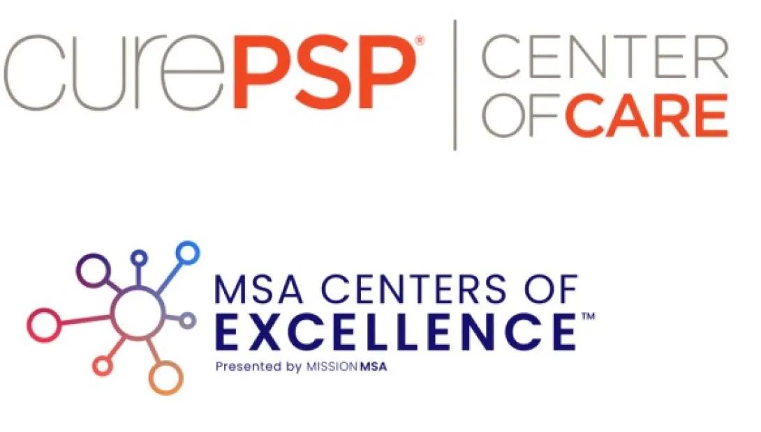 Badges from Cure PSP and MSA Center of Excellence
