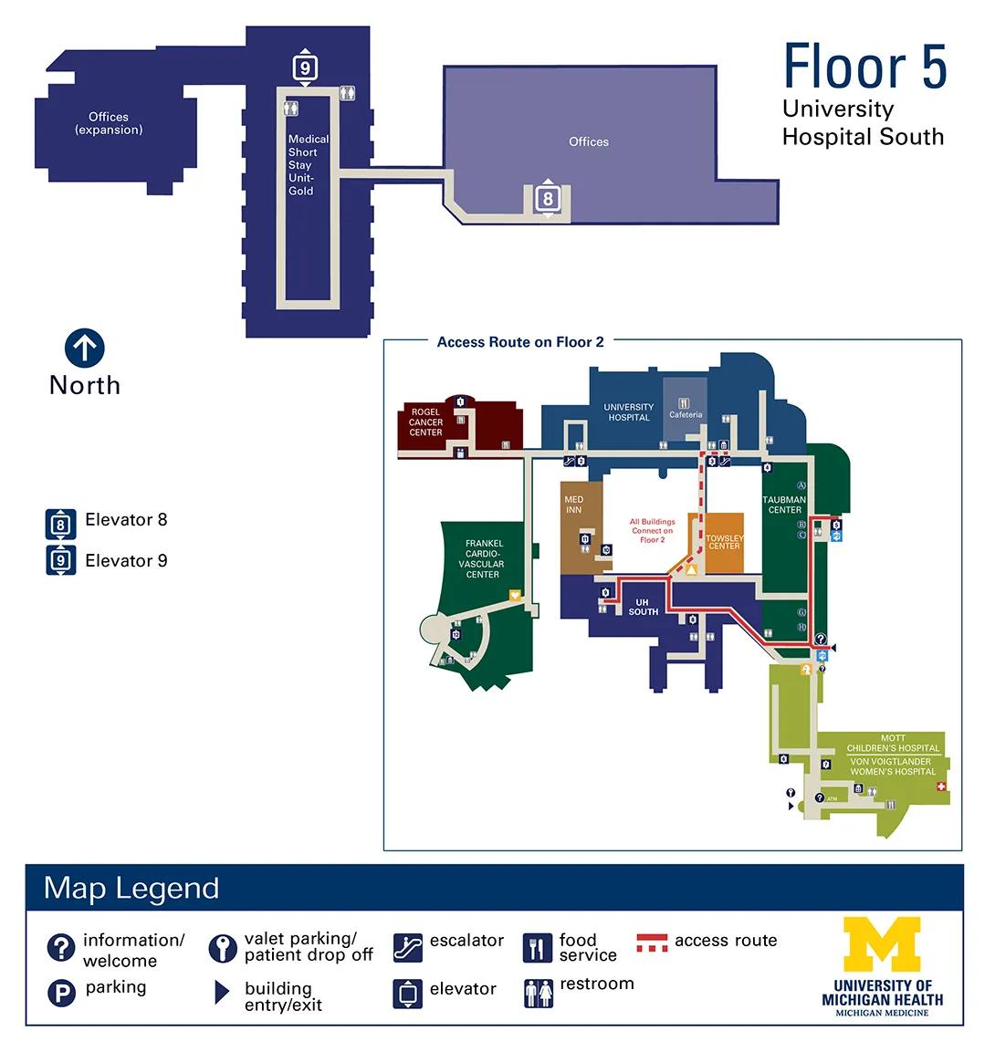 Map of Floor 5 University Hospital South
